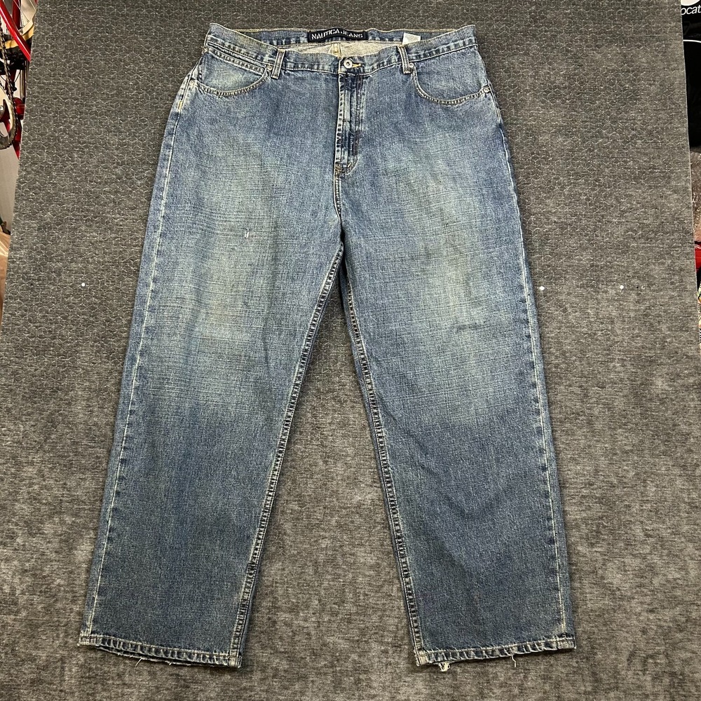 Vintage Nautica Jeans Co Big E-Z Mens Blue Denim Pockets Classic Zip Fly - 40X30